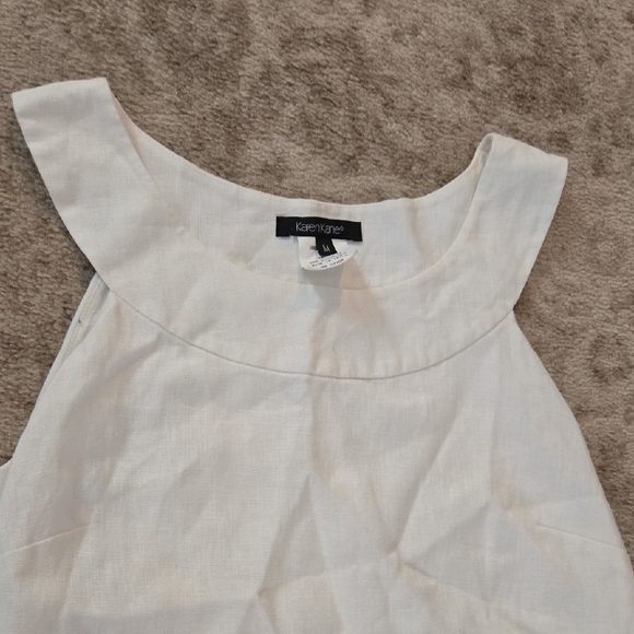 Karen Kane Size Medium 100% Linen Acetate Leaf Embroidery Shift Dress - Picture 4 of 9